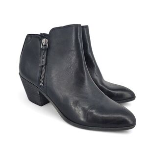 Frye Judith black soft leather double-zip side pointed toe ankle bootie size 6.5
